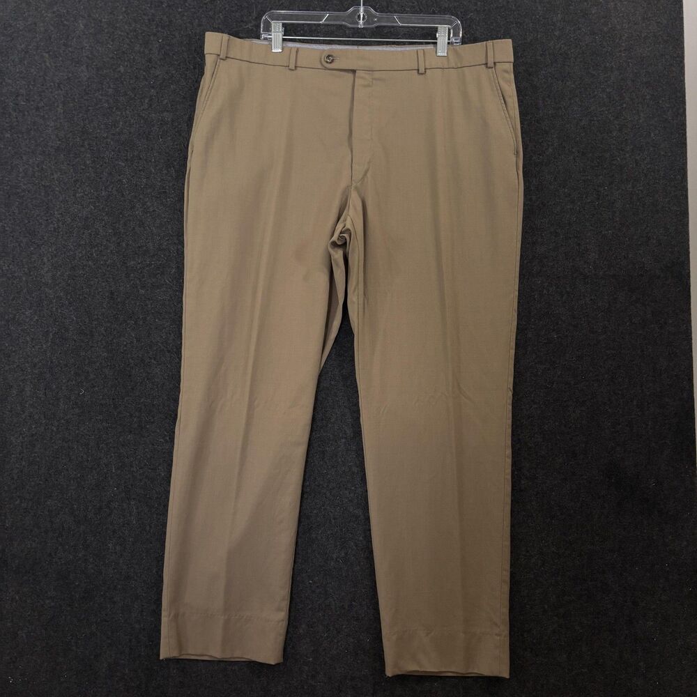 Ballin Super 120s Wool Dress Pants Men's 42x31 Khaki 100% Wool Flat Front Lined